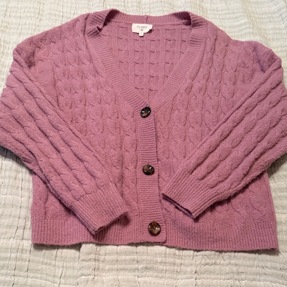 Plenty Women's Lavender Cable Knit Cardigan